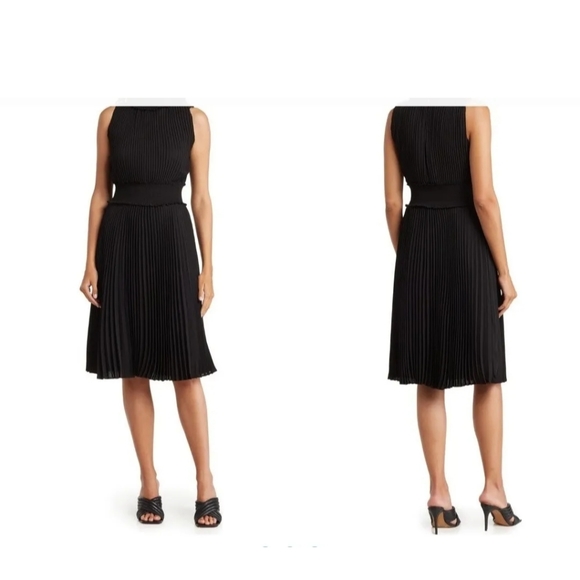 Nanette Lepore Minimalist A-line Pleated Sleeveless Black Dress Career Casual 6 - Picture 3 of 3